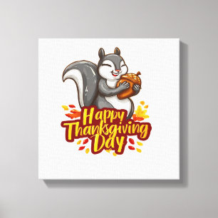 Cute Happy Thanksgiving Squirrel Classic T-Shirt Canvas Print