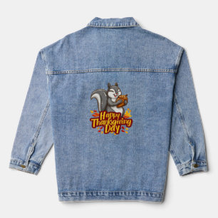 Cute Happy Thanksgiving Squirrel Classic T-Shirt Denim Jacket