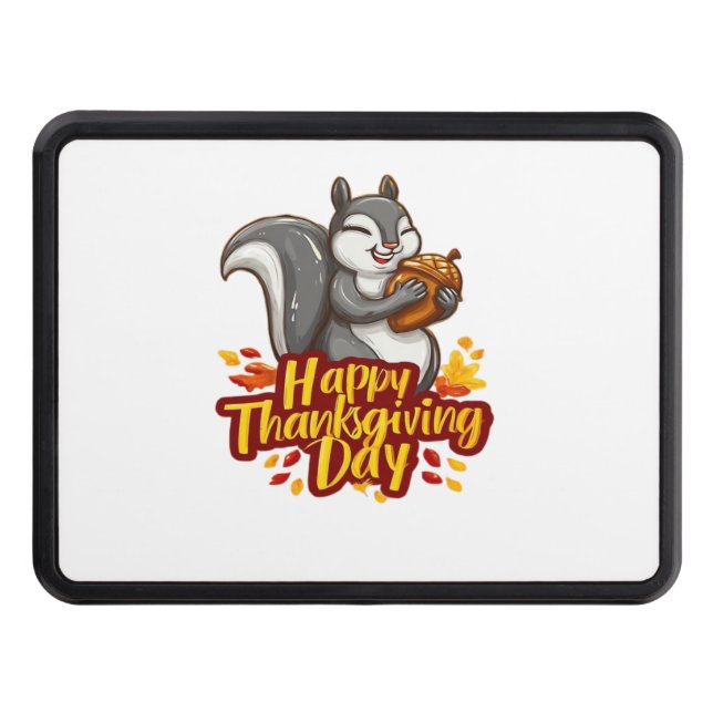 Cute Happy Thanksgiving Squirrel Classic T-Shirt Trailer Hitch Cover (Front)