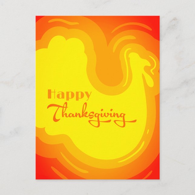 Cute Happy Thanksgiving with Turkey Shape  Holiday Postcard (Front)