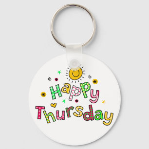 Cute Happy Thursday Week Greeting Text Expression Keychain