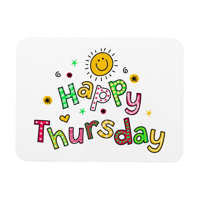 Cute Happy Thursday Week Greeting Text Expression Magnet (Horizontal)