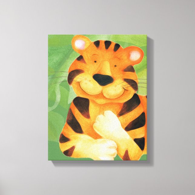 Cute happy tiger canvas wrap print (Front)