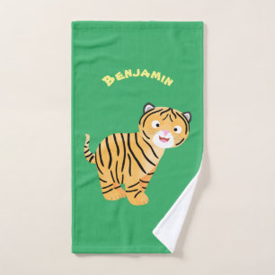 Cute  happy tiger cub cartoon bath towel set
