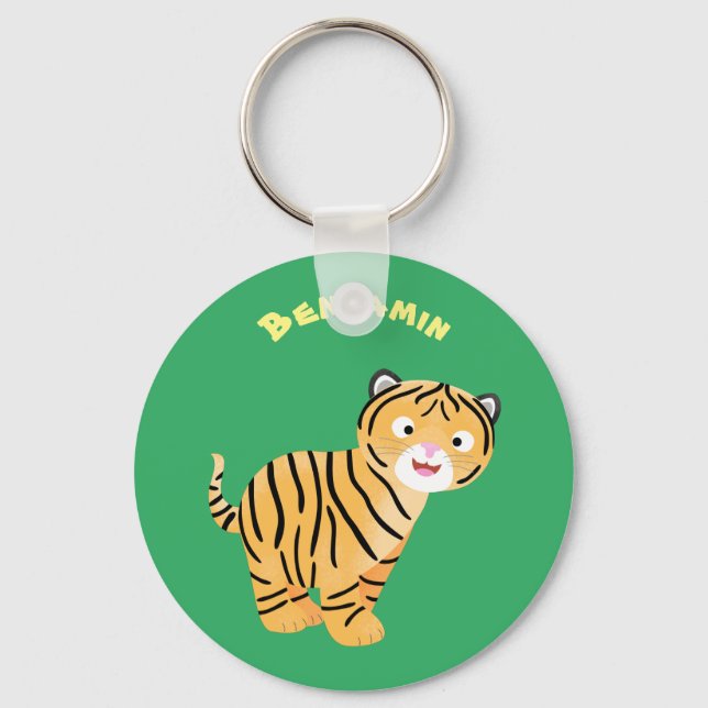 Cute  happy tiger cub cartoon keychain (Front)