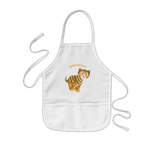 Cute  happy tiger cub cartoon kids apron