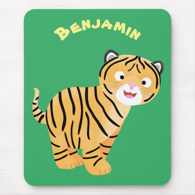 Cute  happy tiger cub cartoon mouse pad (Front)