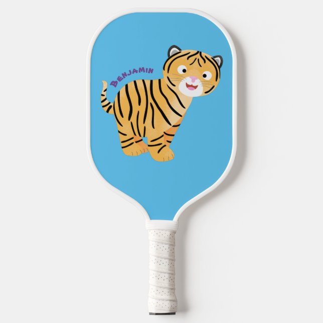 Cute  happy tiger cub cartoon  pickleball paddle (Front)