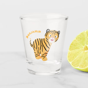 Cute happy tiger cub cartoon shot glass