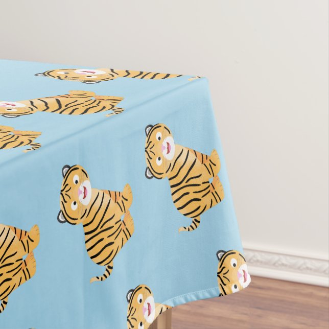 Cute  happy tiger cub cartoon tablecloth (In Situ)