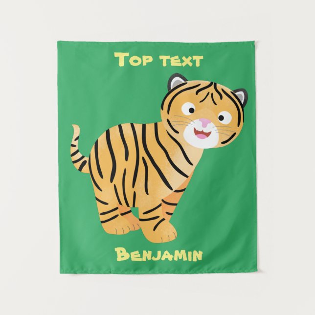 Cute  happy tiger cub cartoon tapestry (Front)