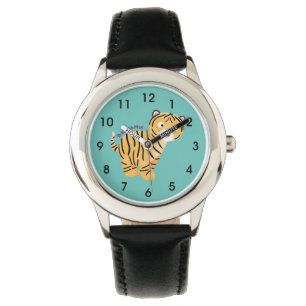 Cute  happy tiger cub cartoon watch