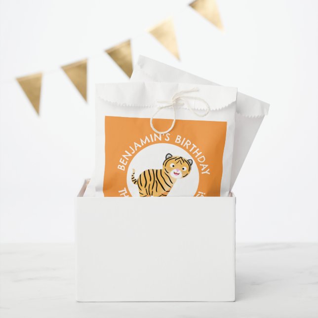 Cute happy tiger cub personalized cartoon birthday favour bag (Party)