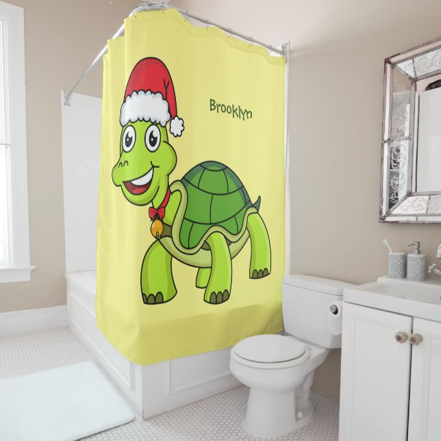 Cute happy tortoise wearing Santa hat (In Situ)