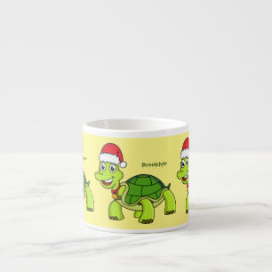 Cute happy tortoise wearing Santa hat Espresso Cup