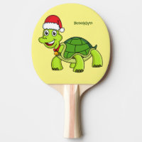 Cute happy tortoise wearing Santa hat