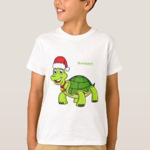 Cute happy tortoise wearing Santa hat T-Shirt