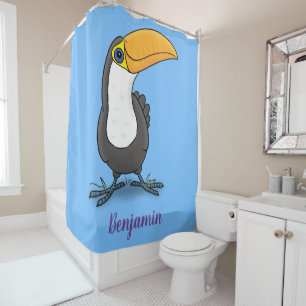 Cute happy toucan cartoon illustration