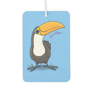 Cute happy toucan cartoon illustration air freshener