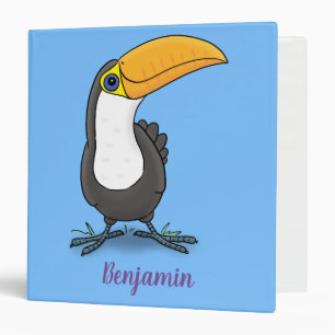 Cute happy toucan cartoon illustration binder