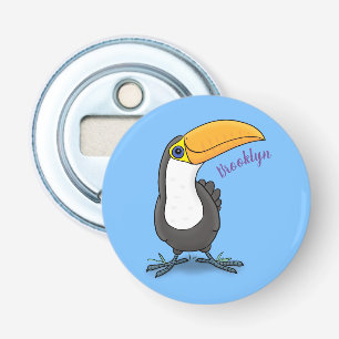 Cute happy toucan cartoon illustration bottle opener