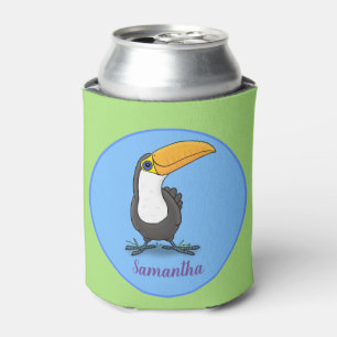 Cute happy toucan cartoon illustration can cooler