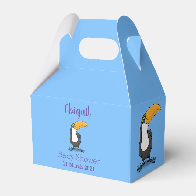 Cute happy toucan cartoon illustration favor box (Front Side)