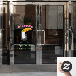 Cute happy toucan cartoon illustration window cling