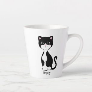 Cute Happy Tuxedo Cat Latte Mug
