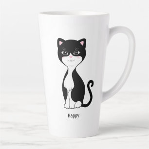 Cute Happy Tuxedo Cat Latte Mug