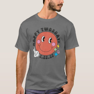 Cute Happy Twosday 2-22-22 70'S Vibe 22Nd Febr T-Shirt