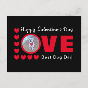 Cute Happy Valentines Day Dog Dad Love Hearts Red Postcard