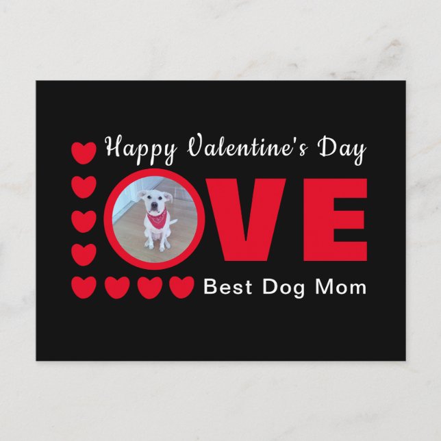Cute Happy Valentines Day Dog Mom Love Hearts Red Postcard (Front)