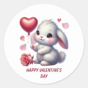 Cute Happy Valentine's day rabbit Classic Round Sticker