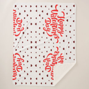 Cute Happy Valentine's Day Sherpa Blanket