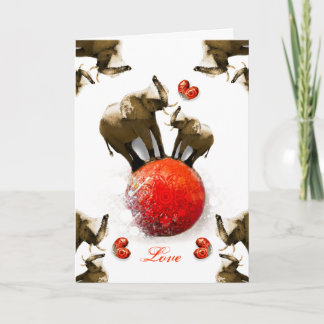 Cute Happy Valentine's Day with Hearts & Elephants Holiday Card