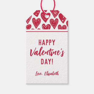 Cute Happy Valentines Red Hearts Gift Tags