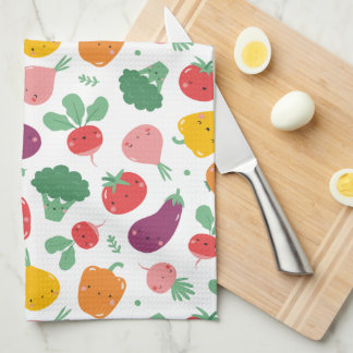 Cute happy veggies kitchen towel
