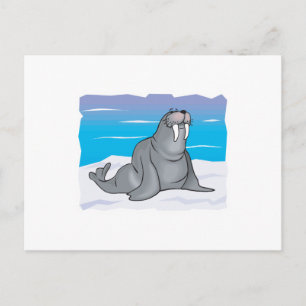 cute happy walrus postcard