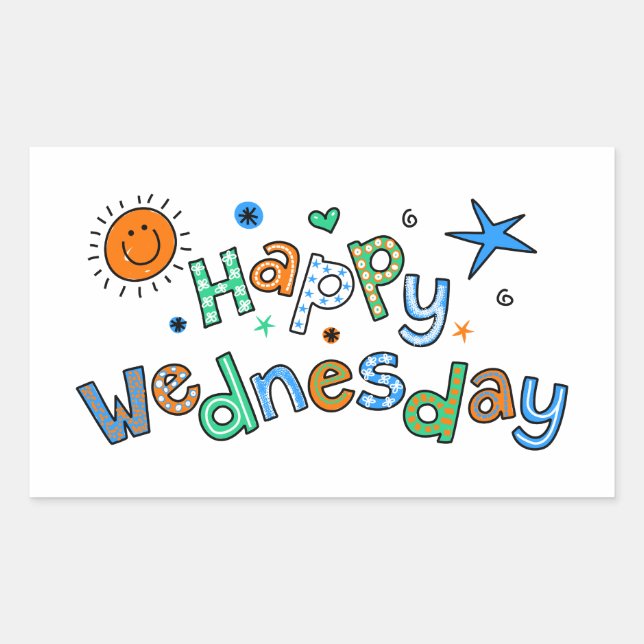 Cute Happy Wednesday Week Greeting Text Expression Sticker (Front)
