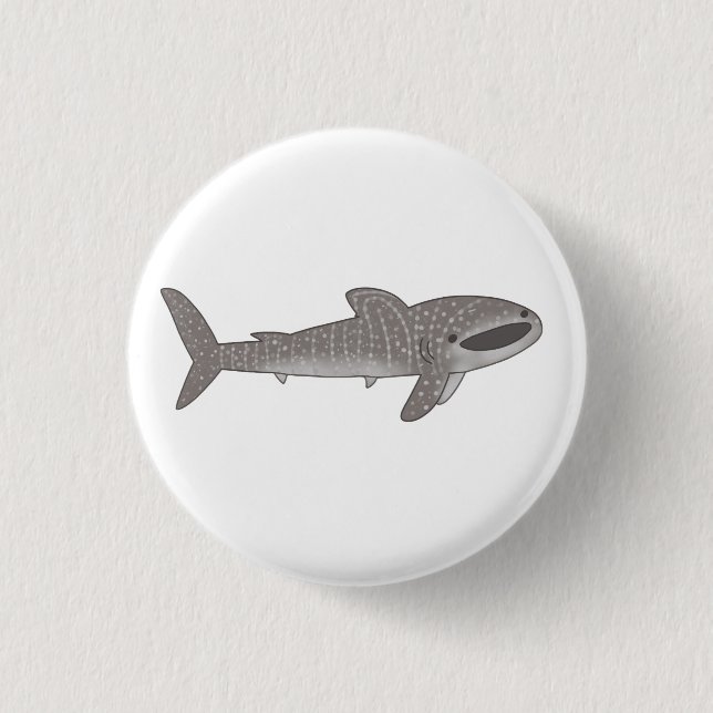 Cute happy whale shark 1 inch round button (Front)