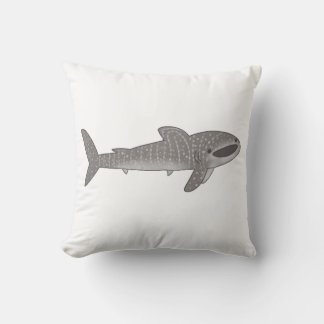 Cute happy whale shark throw pillow