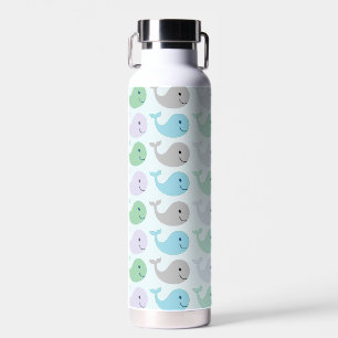 Cute Happy Whales Pastel Pattern Water Bottle