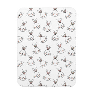 Cute Happy White Easter Bunny Pattern Magnet