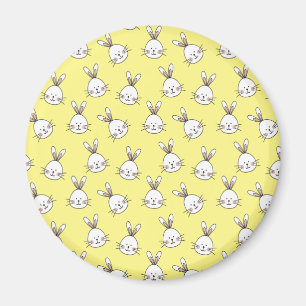 Cute Happy White Easter Bunny Pattern Magnet