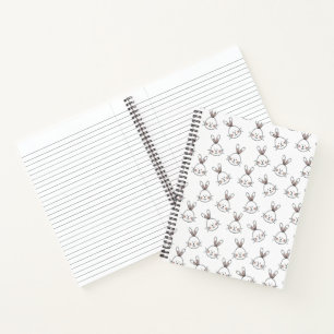 Cute Happy White Easter Bunny Pattern Notebook