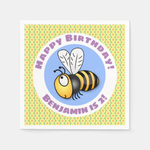 Cute happy yellow bee cartoon illustration napkin