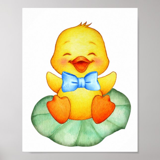 Cute happy yellow duckling  poster (Front)