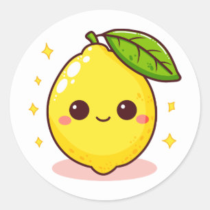 Cute Happy Yellow Lemon Classic Round Sticker