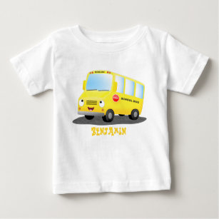 Cute happy yellow school bus cartoon  baby T-Shirt